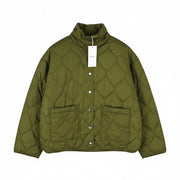 VILA Butta Collar Women Jacket EU38 Green Oversized Padded Quilted Lightweight