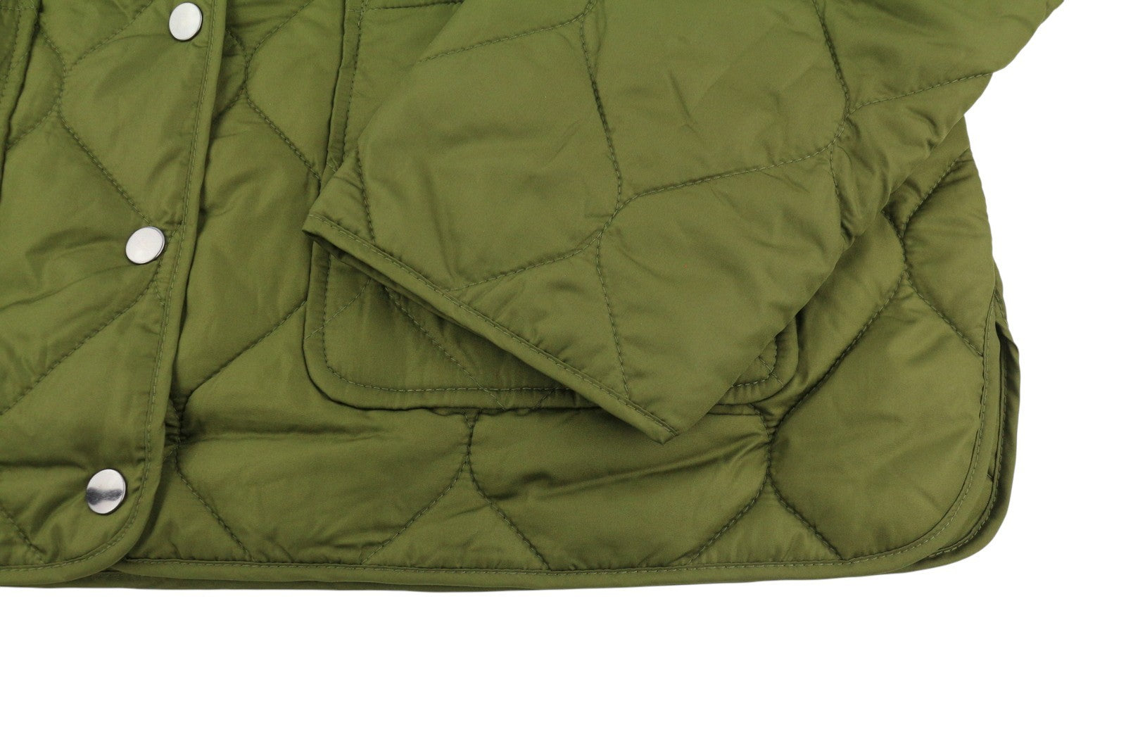 VILA Butta Collar Women Jacket EU38 Green Oversized Padded Quilted Lightweight