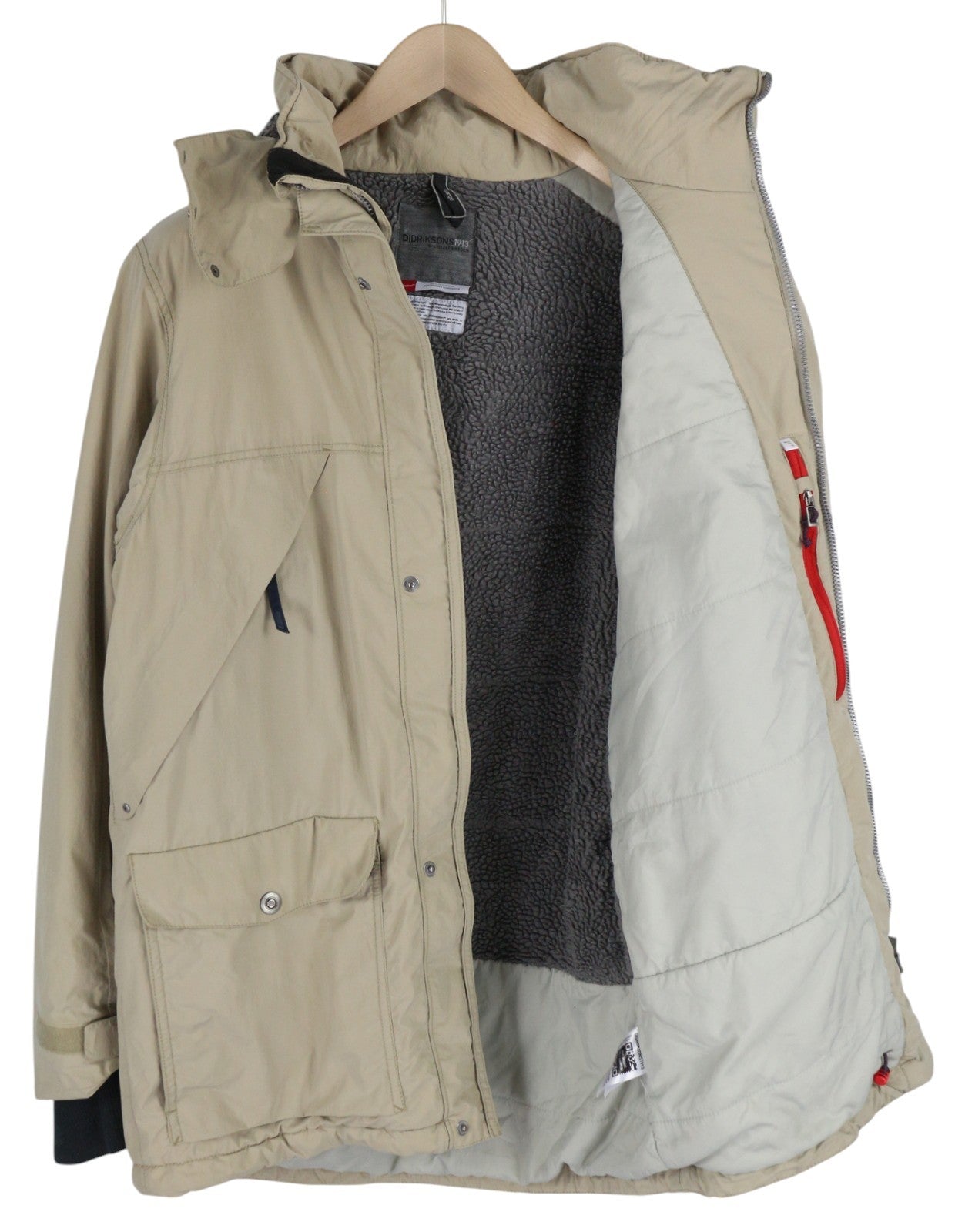 DIDRIKSONS Mike Usx Men's Parka L Beige Storm System Hooded Zip