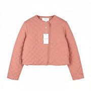 VILA Sassy Women Jacket EU42 Pink Quilted Padded Asymmetrical Zip Lightweight