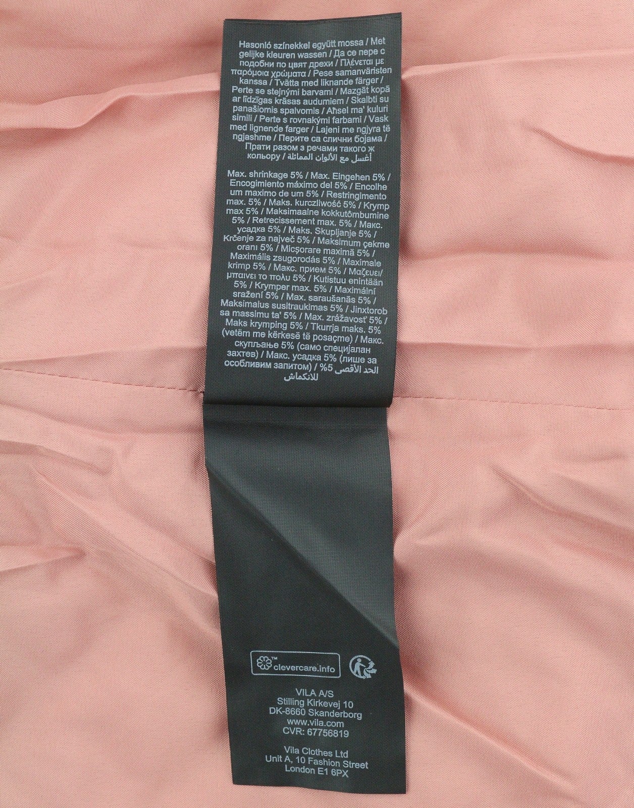 VILA Sassy Women Jacket EU42 Pink Quilted Padded Asymmetrical Zip Lightweight