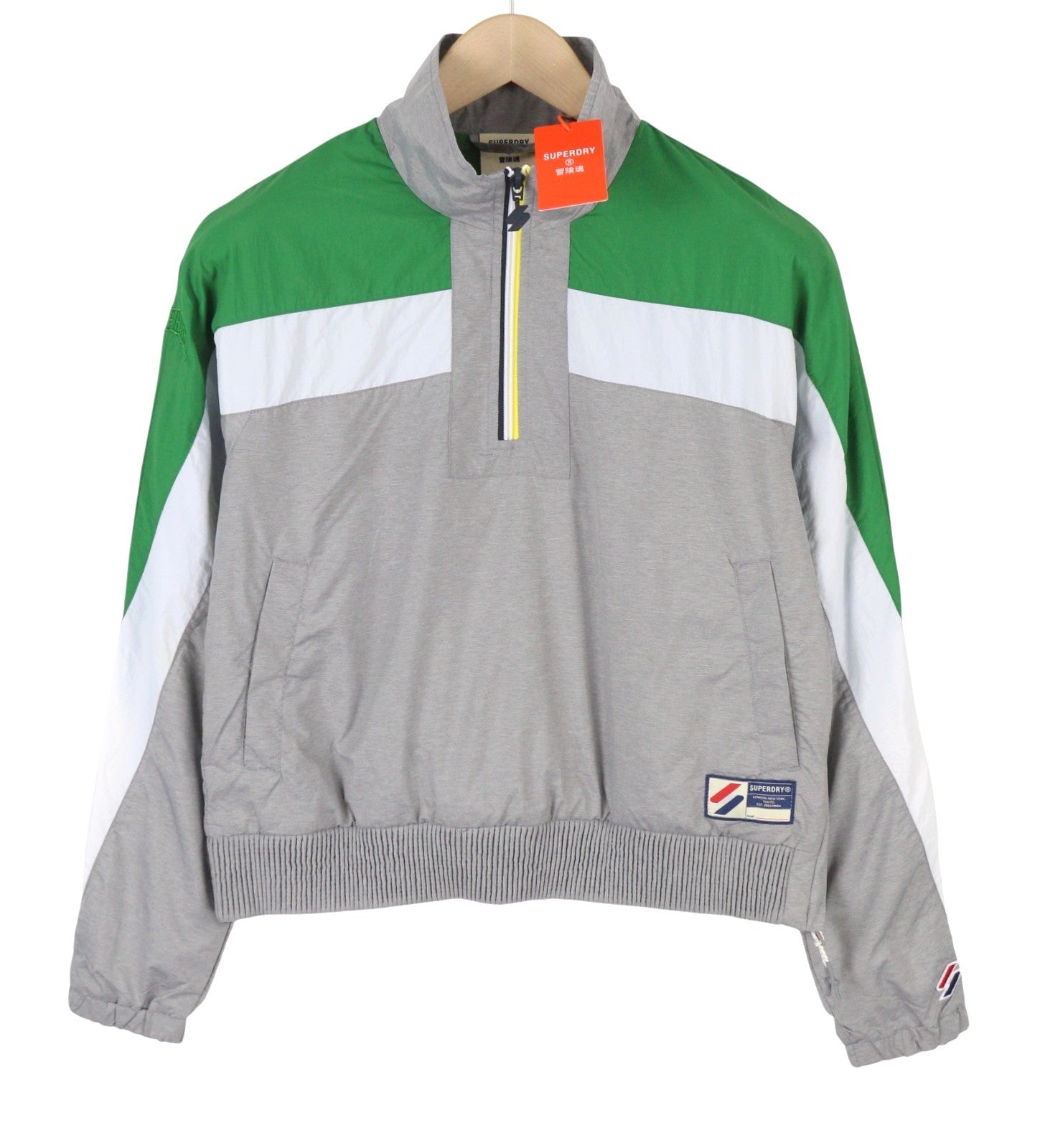 SUPERDRY Dolman Overhead Track Women Jacket M Grey Marl Half Zip Neck Anorak