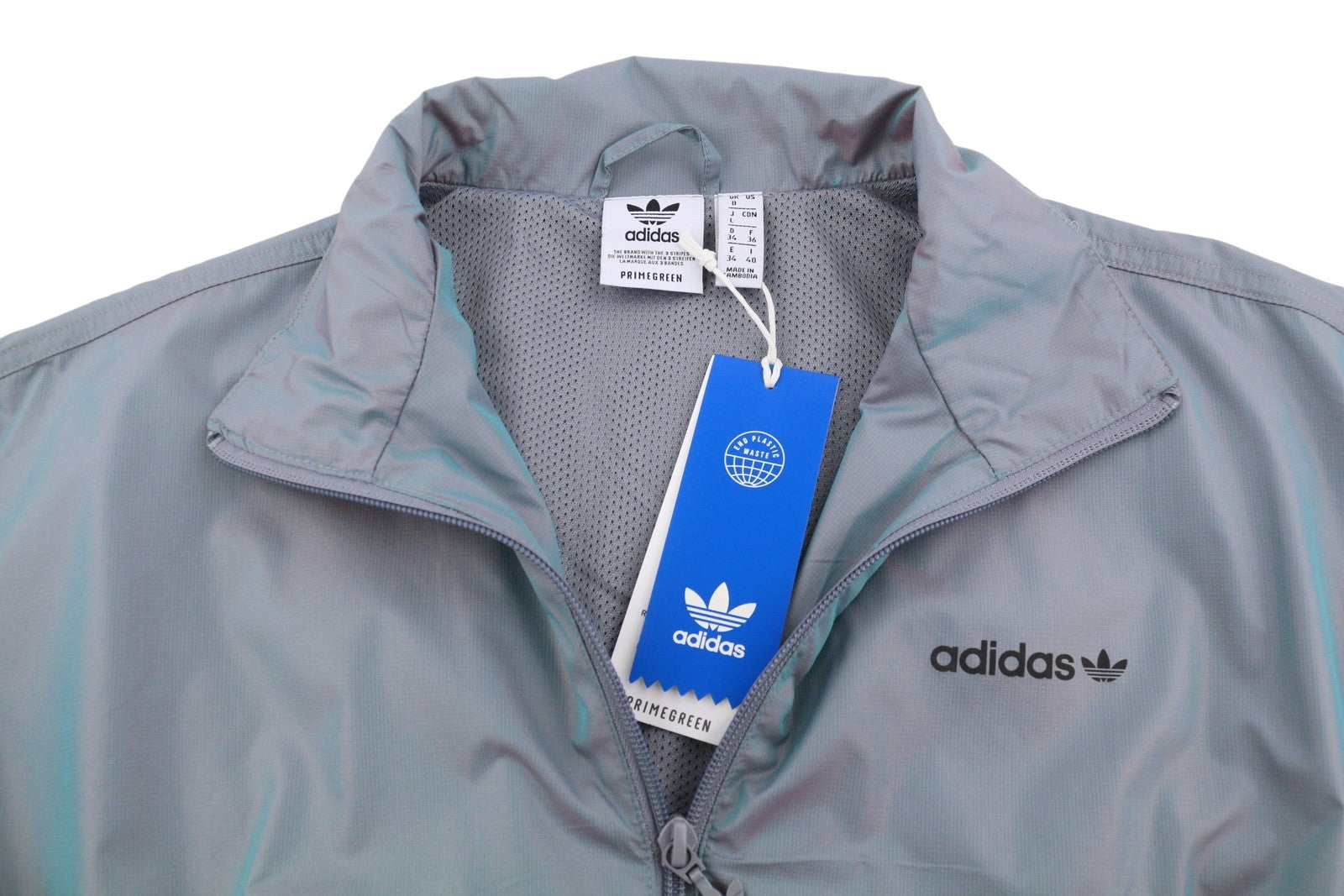 ADIDAS Adicolor Iridescent Track Women Jacket S Prime Green Holographic Thin