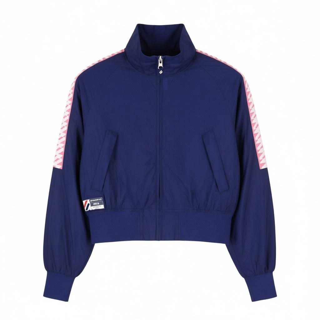 SUPERDRY Non Hooded Track Wind Runner Women Jacket M Blue High Neck Lightweight