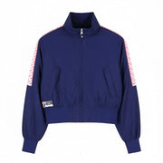 SUPERDRY Non Hooded Track Wind Runner Women Jacket M Blue High Neck Lightweight