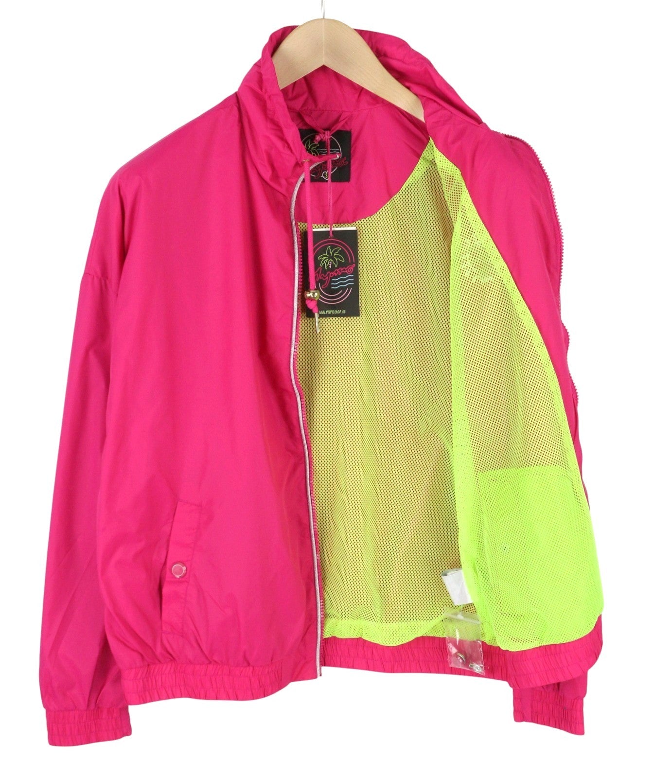 MYMO Women Jacket S Pink Mesh Lined High Neck Pockets Lightweight