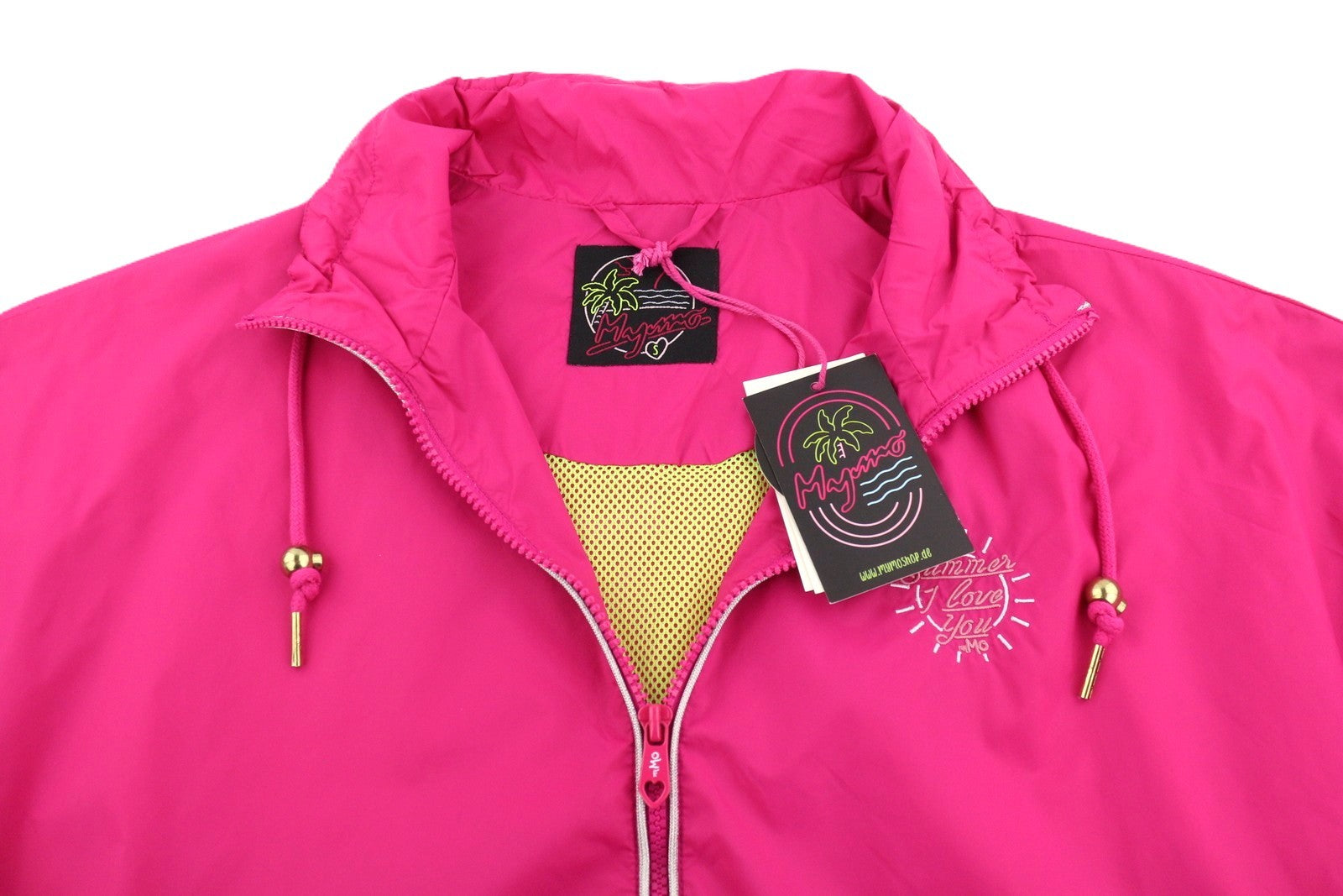 MYMO Women Jacket S Pink Mesh Lined High Neck Pockets Lightweight