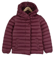 DIESEL Women's Jacket S Burgundy Down Hooded Zip Snap Puffer