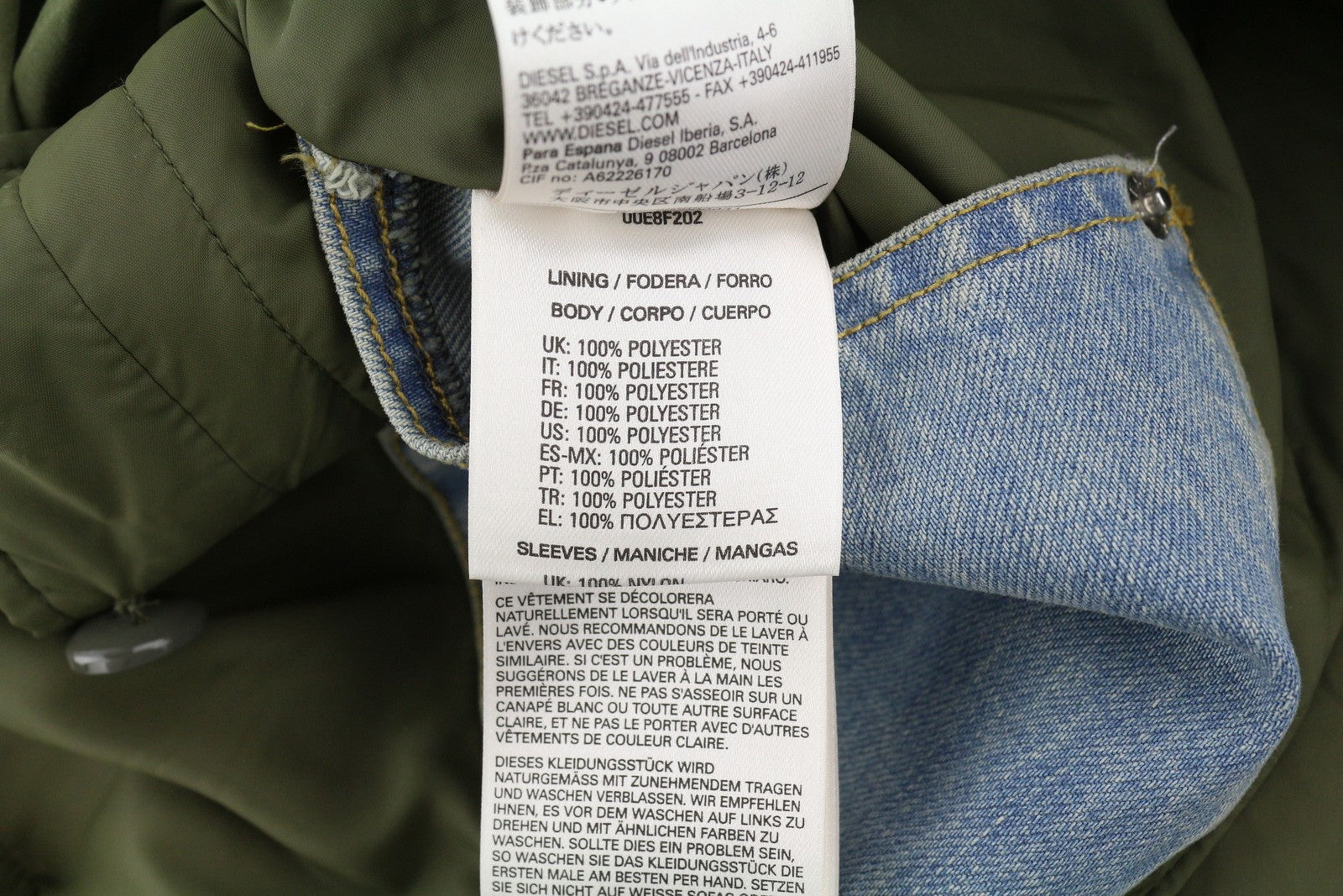 DIESEL W-Terry Women's Jacket M Green Hooded Parka Sherpa Lined RRP395