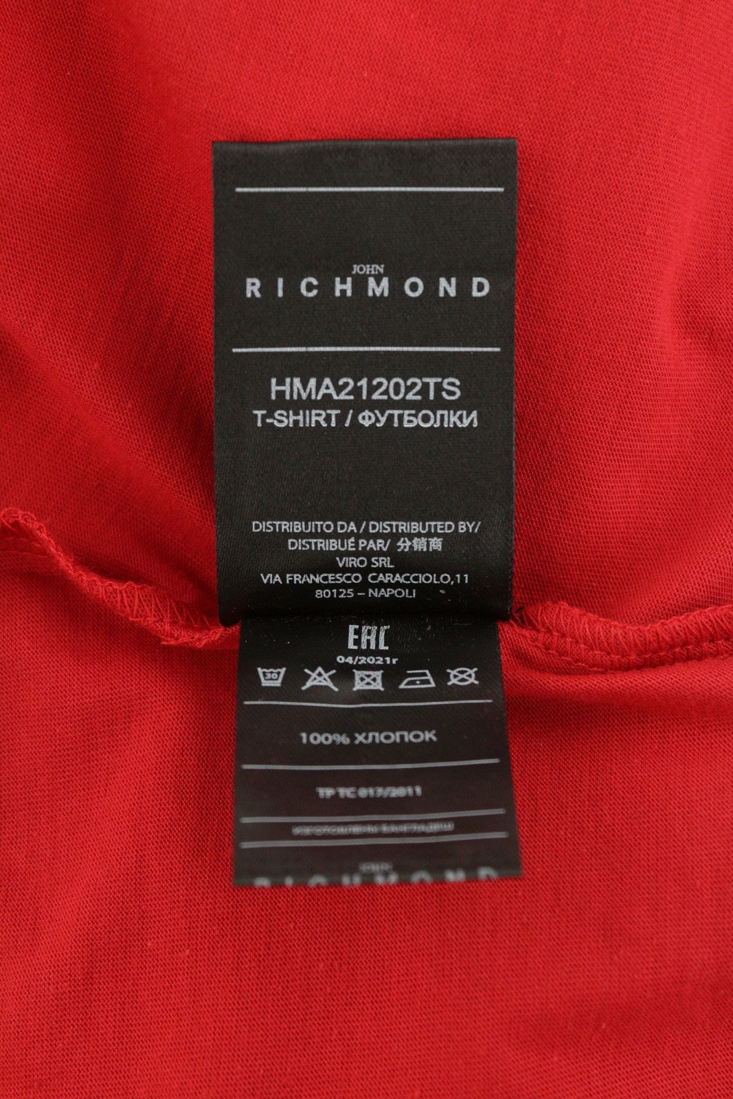 JOHN RICHMOND Over Ysalin Men's T-Shirt XS Red Crew Neck Logo Tee