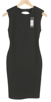 DIESEL Women's Dress S Black Sleeveless Cut Out Back Logo Midi