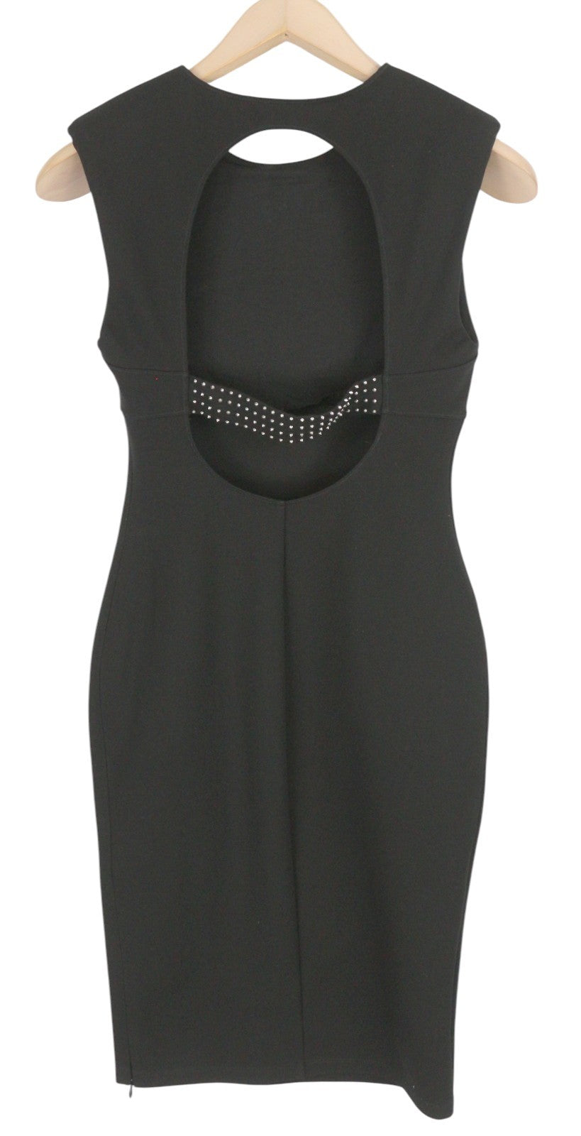 DIESEL Women's Dress S Black Sleeveless Cut Out Back Logo Midi