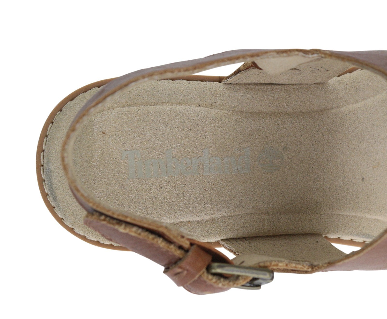 TIMBERLAND A23VZ Women's Sandals EU37.5/38 Brown Leather Buckled Flat Logo