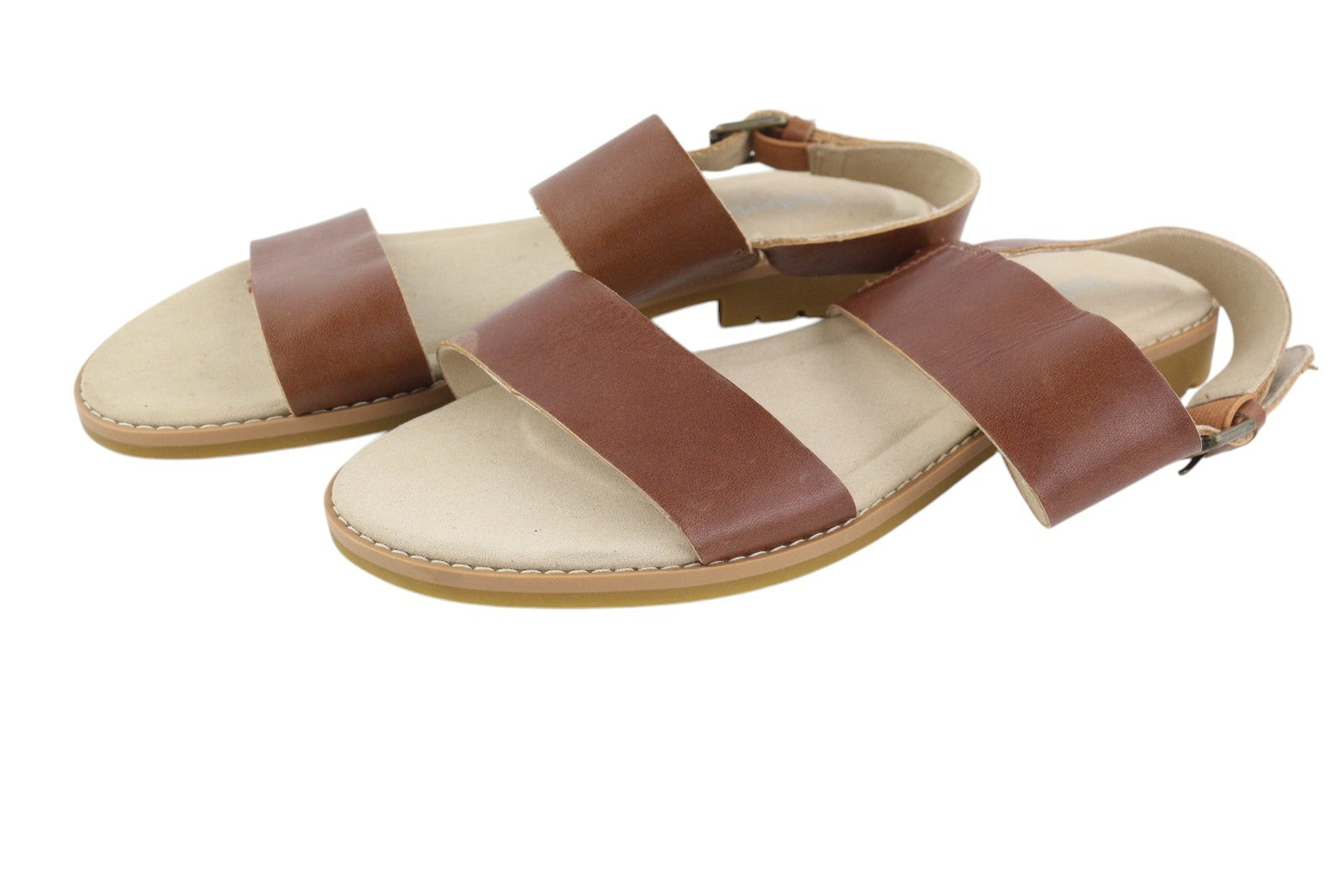 TIMBERLAND A23VZ Women's Sandals EU37.5/38 Brown Leather Buckled Flat Logo