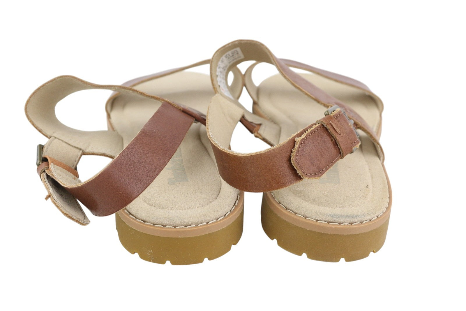 TIMBERLAND A23VZ Women's Sandals EU37.5/38 Brown Leather Buckled Flat Logo