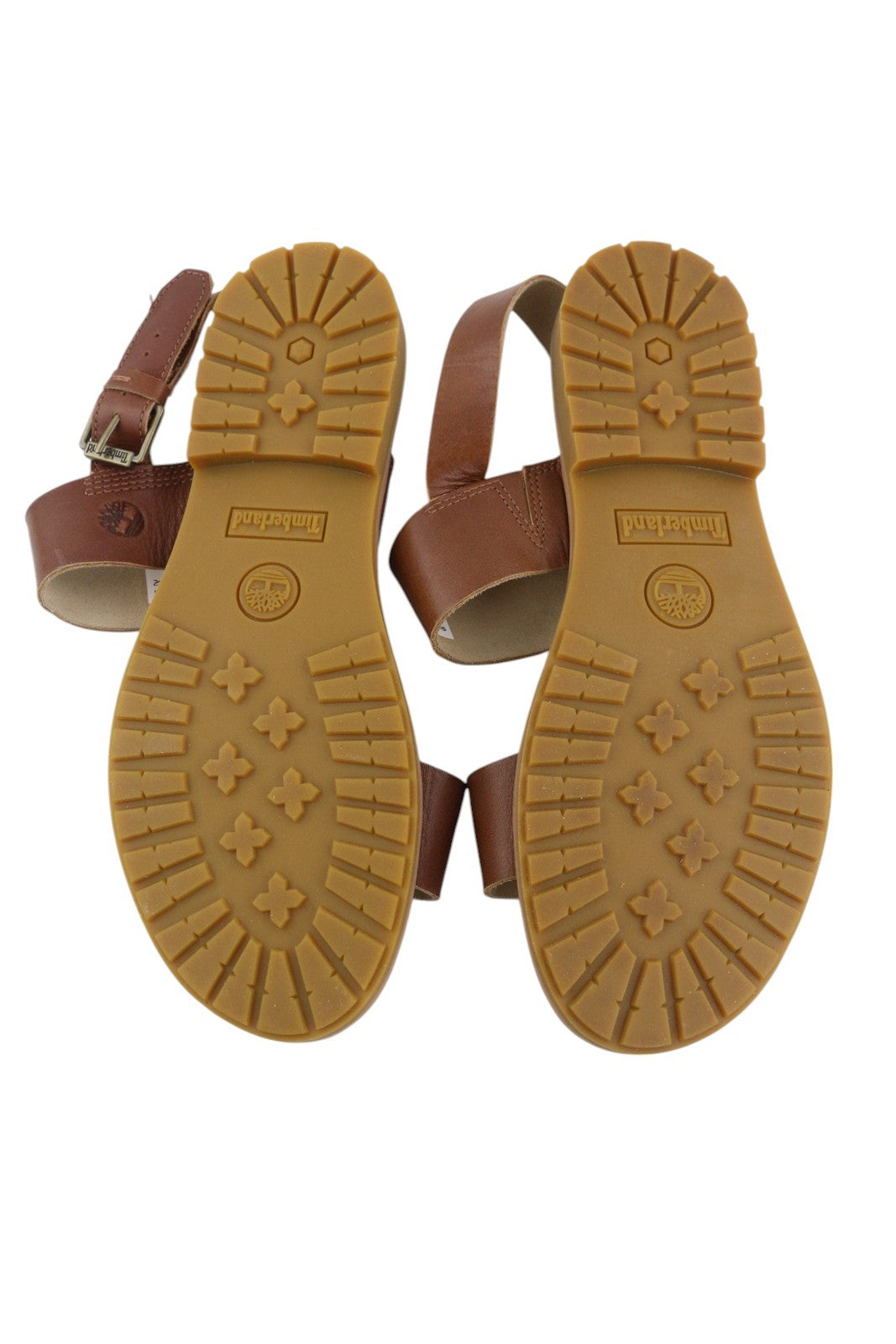 TIMBERLAND A23VZ Women's Sandals EU37.5/38 Brown Leather Buckled Flat Logo