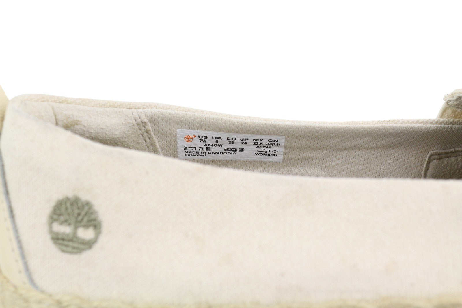 TIMBERLAND A24QW Women's Shoes EU38 Beige Espadrille Slip On Almond Logo