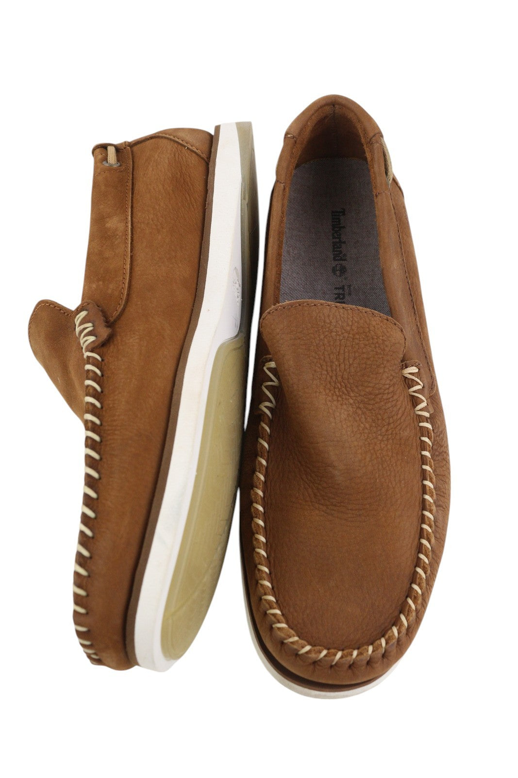 TIMBERLAND A2A92 Men's Shoes EU43 Brown Leather Boat Slip On Cloud Comfort