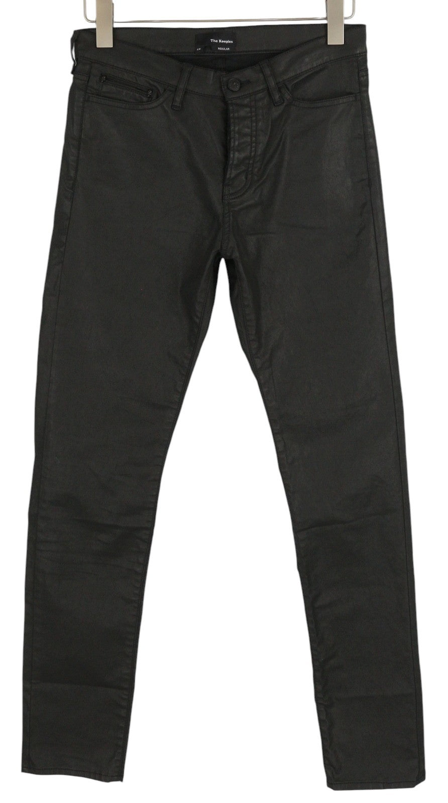 THE KOOPLES Men's Jeans W28 Black Waxed Finish Buttoned Slim Regular Fit