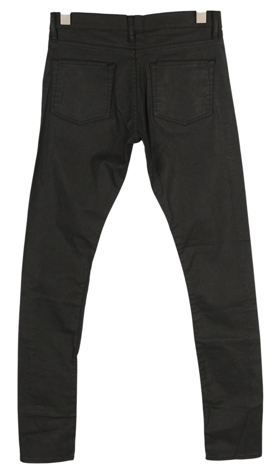 THE KOOPLES Men's Jeans W27 Black Wax Coated Button Fly Slim Dark Finish