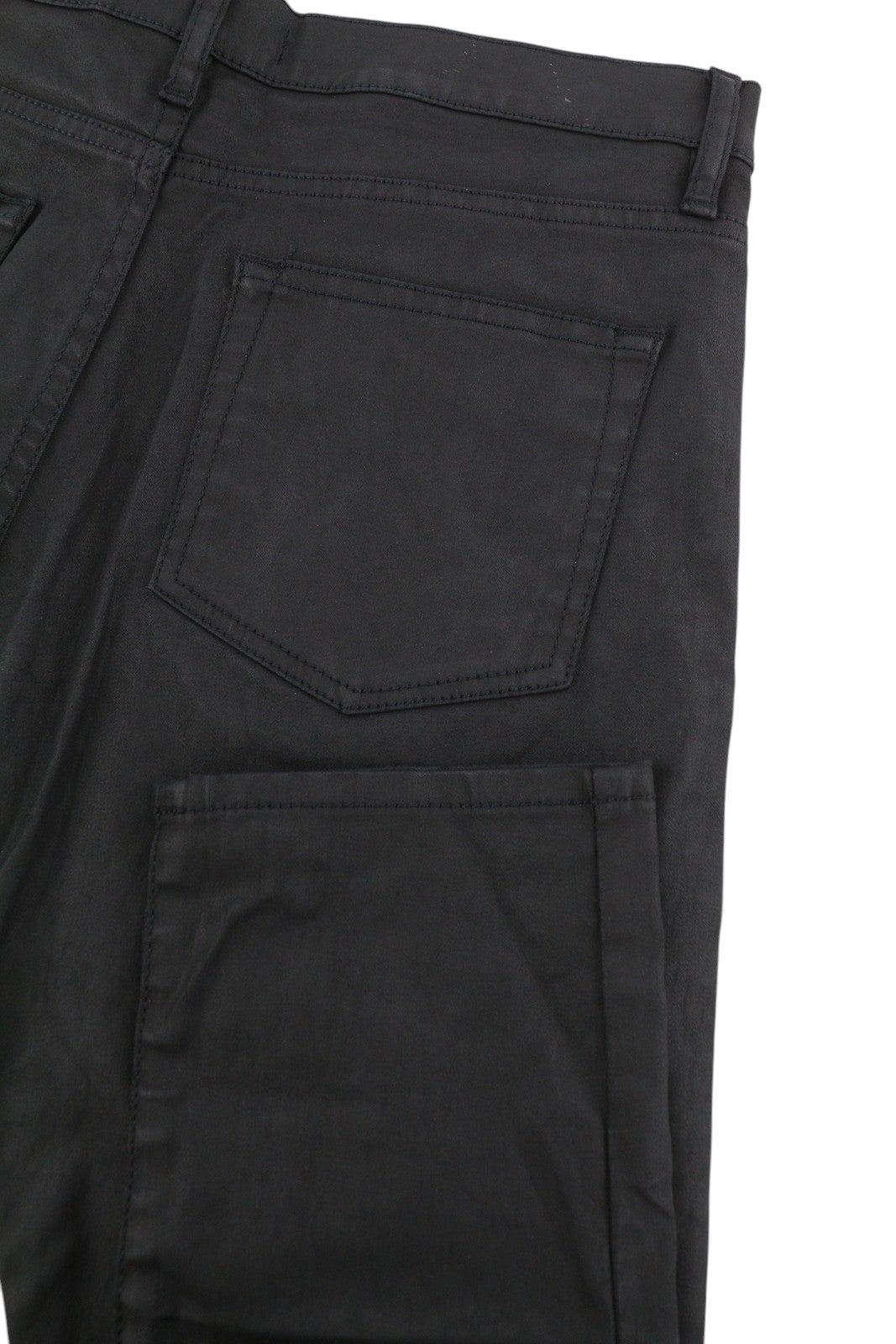THE KOOPLES Men's Jeans W27 Black Wax Coated Button Fly Slim Dark Finish