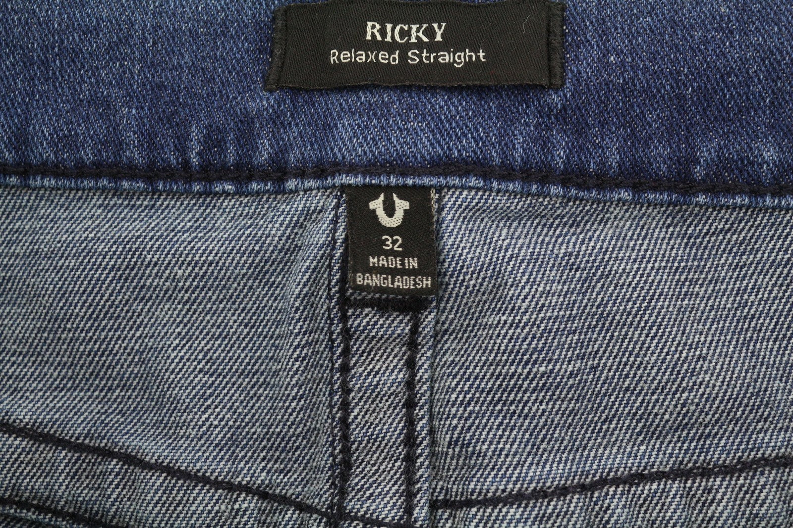 TRUE RELIGION Ricky Men's Jeans W32 Relaxed Straight Zip Fly Blue Denim