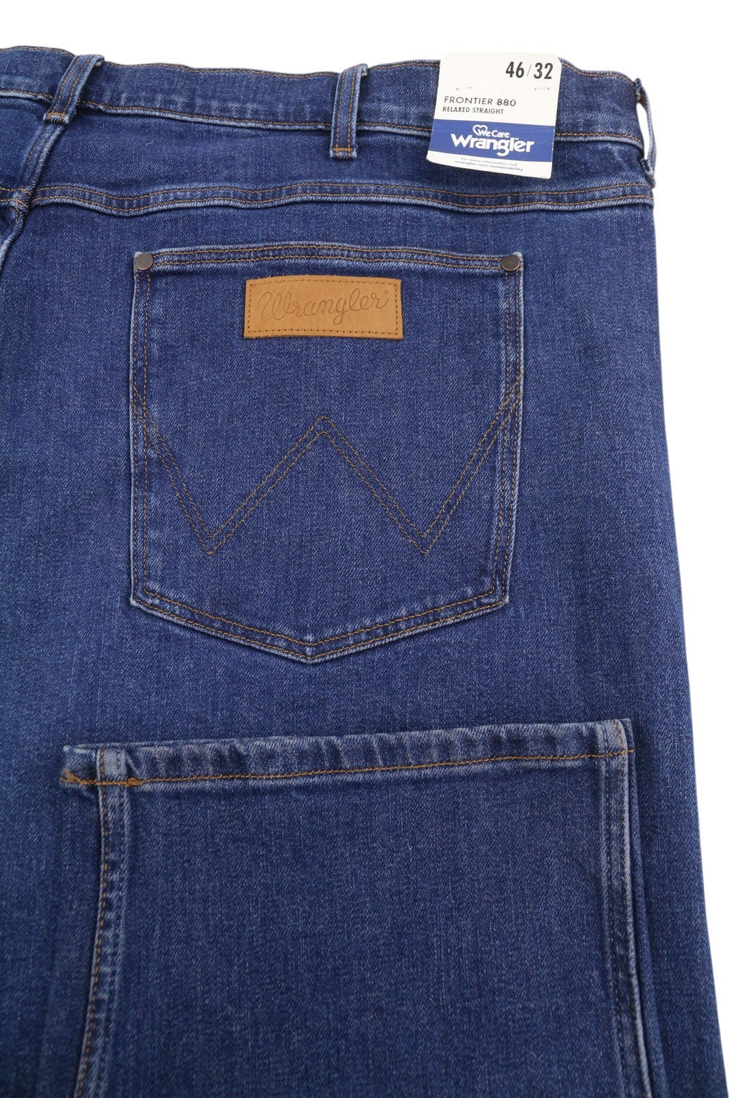 WRANGLER Frontier Men's Jeans W46/L32 Blue Wash Relaxed Straight Zip Denim