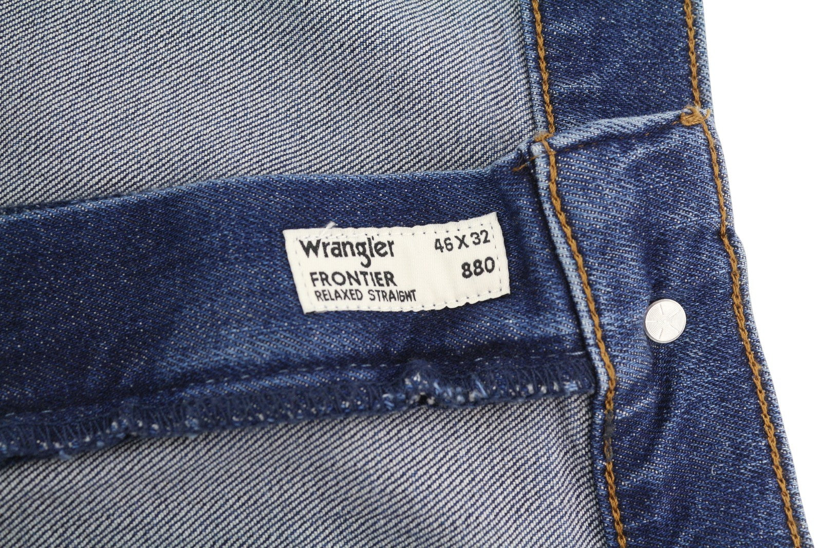 WRANGLER Frontier Men's Jeans W46/L32 Blue Wash Relaxed Straight Zip Denim
