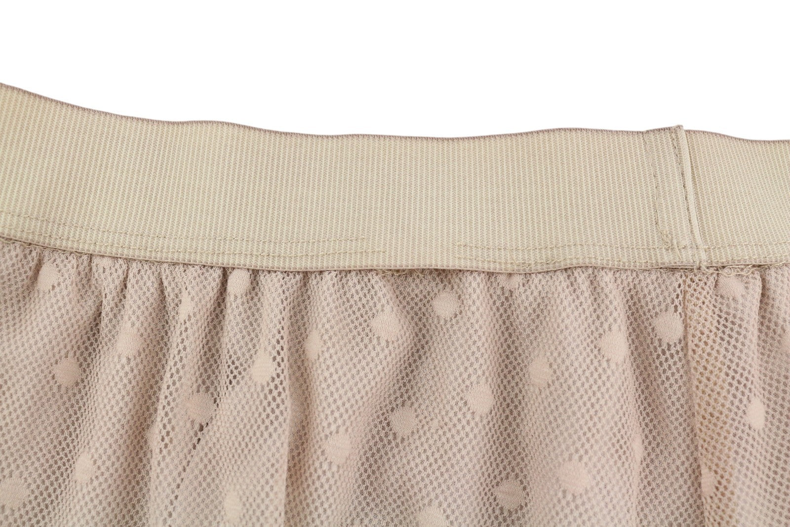 RINASCIMENTO Women's Skirt L Beige Polka Dot Tulle Lined Elastic Waist Midi