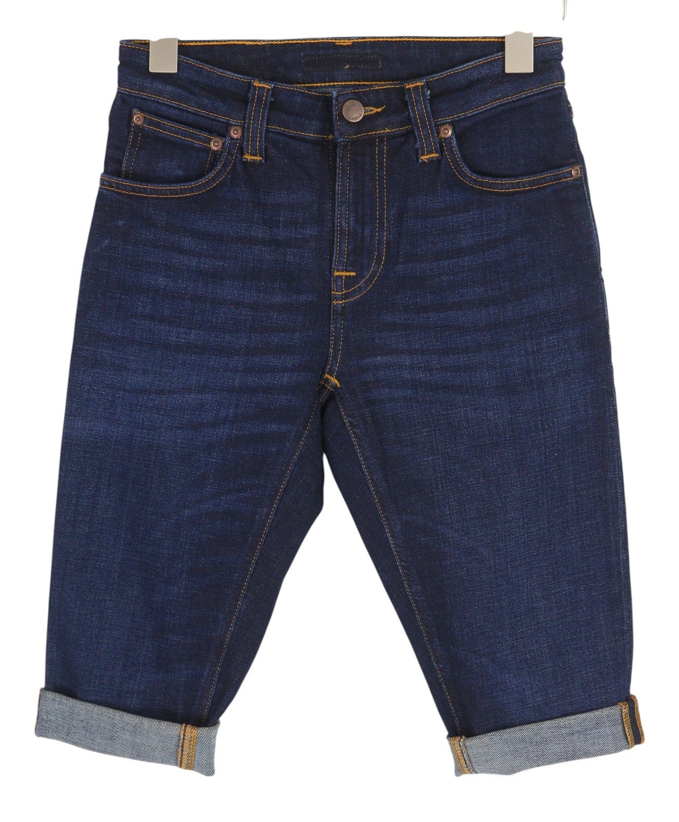 NUDIE JEANS Skinny Lin Women's Shorts W27 Blue Washed Stretch Denim Zip