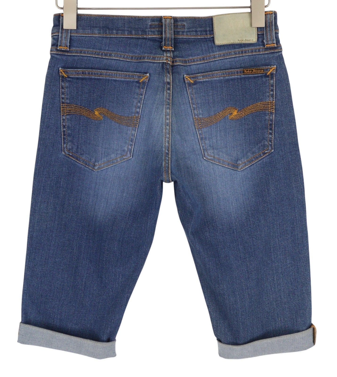 NUDIE JEANS Tube Kelly Men's Shorts W28 Blue Washed Organic Zip Denim