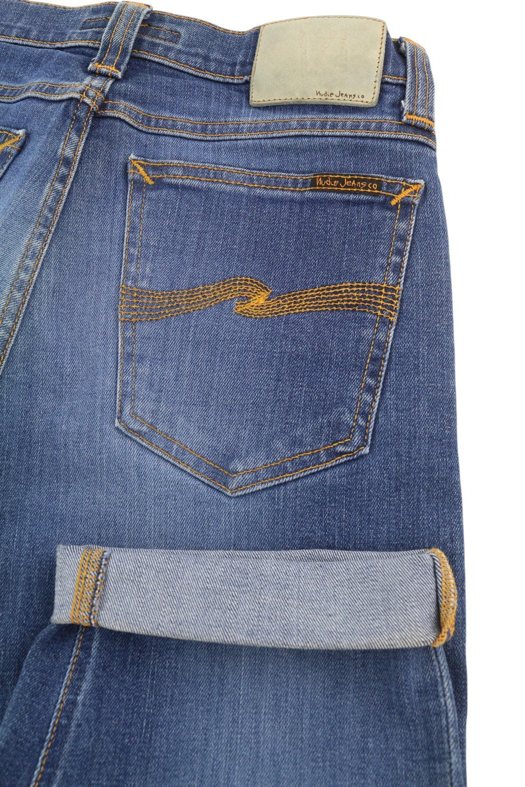 NUDIE JEANS Tube Kelly Men's Shorts W28 Blue Washed Organic Zip Denim