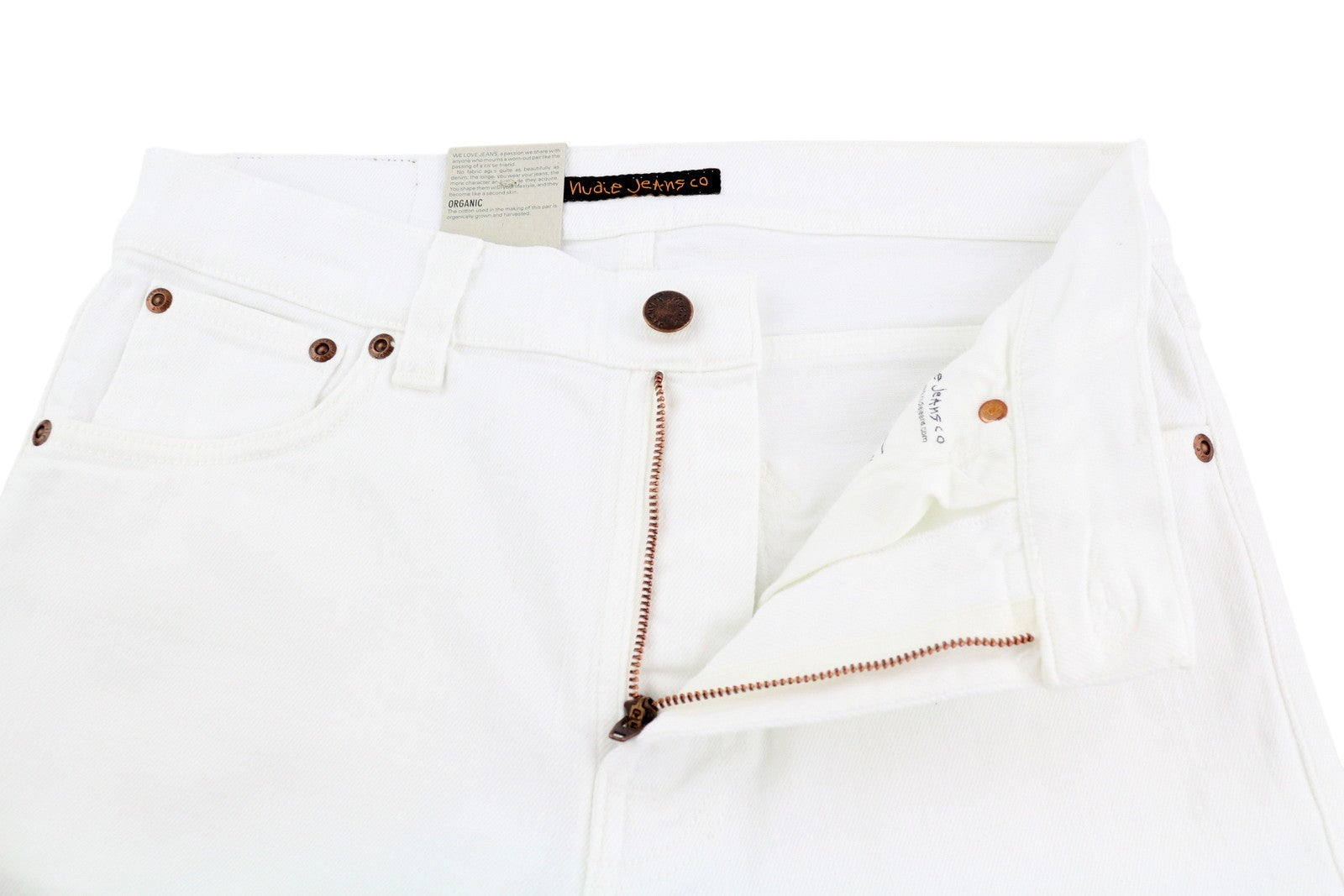 NUDIE JEANS Lean Dean Men's Shorts W29 White Denim Zip Fly Turn Up