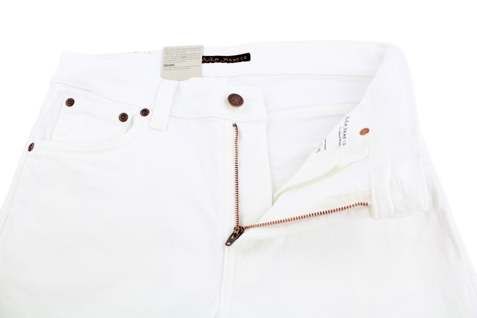 NUDIE JEANS Lean Dean Men's Shorts W28 White Denim Zip Cotton Turn Up