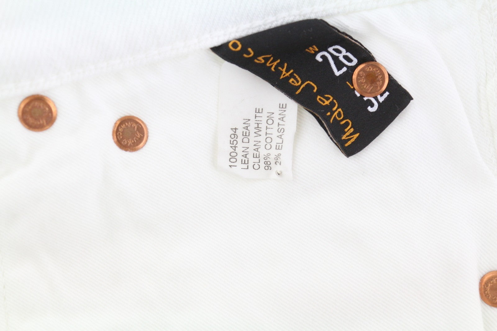 NUDIE JEANS Lean Dean Men's Shorts W28 White Denim Zip Cotton Turn Up