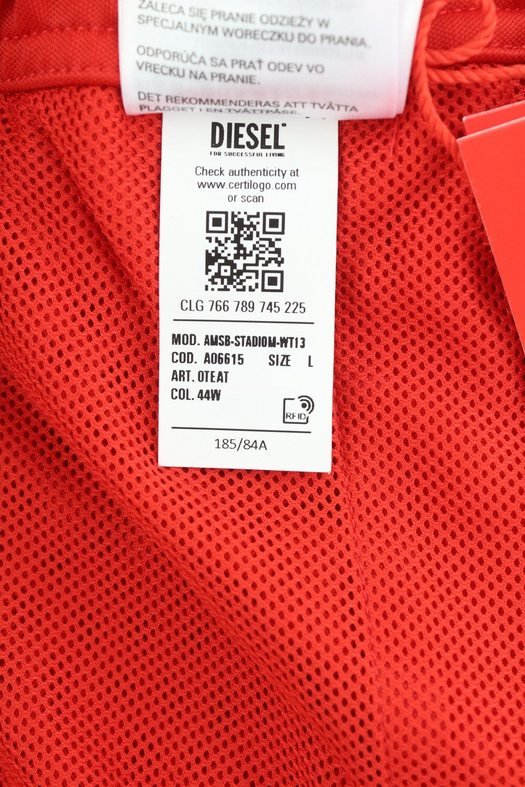 DIESEL Amsb-Stadiom-Wt13 Men's Shorts L Red 55DSL Track Elastic Waist