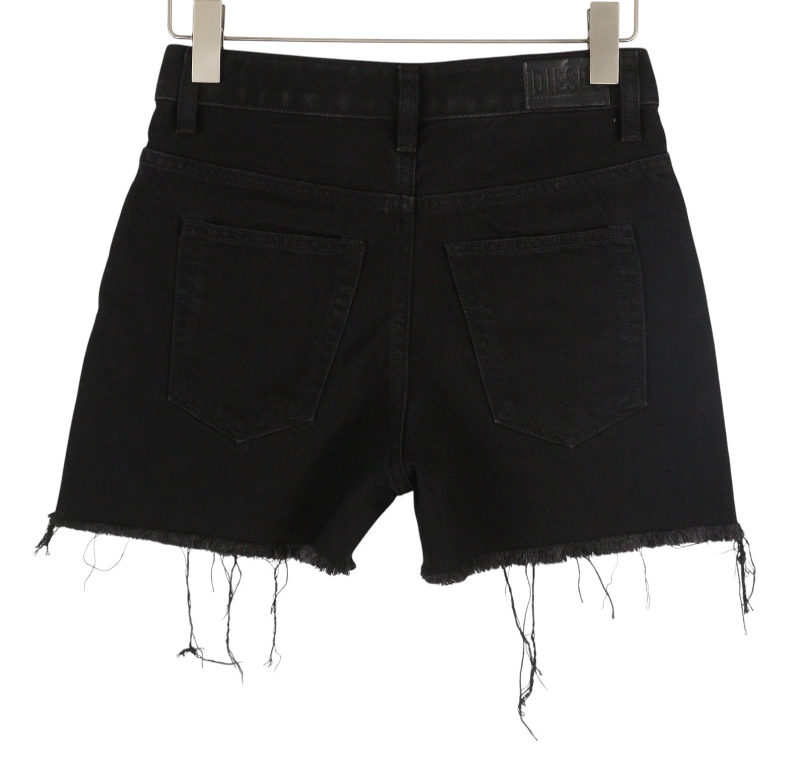 DIESEL De-Reg-R 0ABBV Women's Shorts W24 Black Denim Distressed Zip