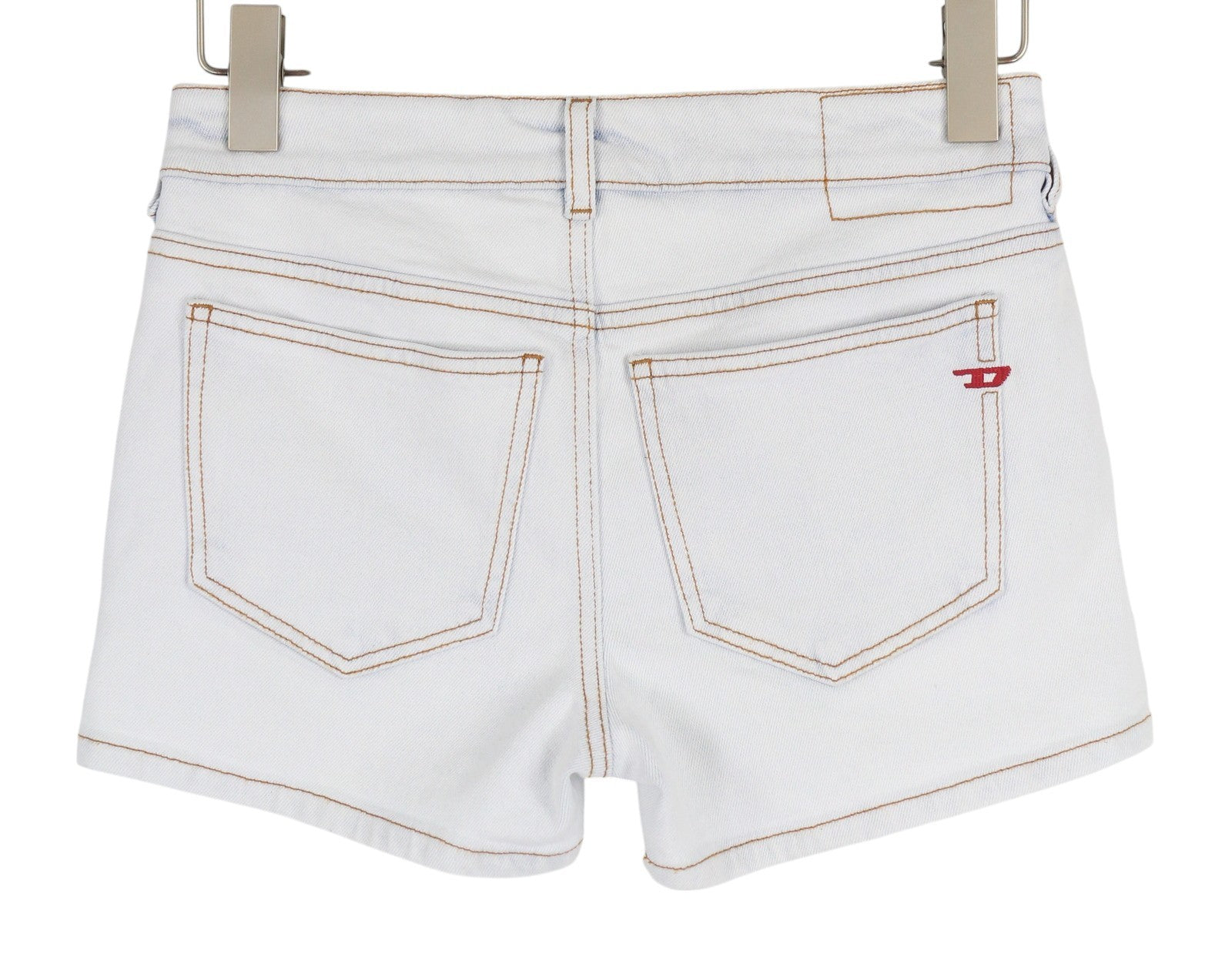 DIESEL De-Lyla 09C06 Women's Shorts W26 Light Blue Denim Zip Logo Casual Fit