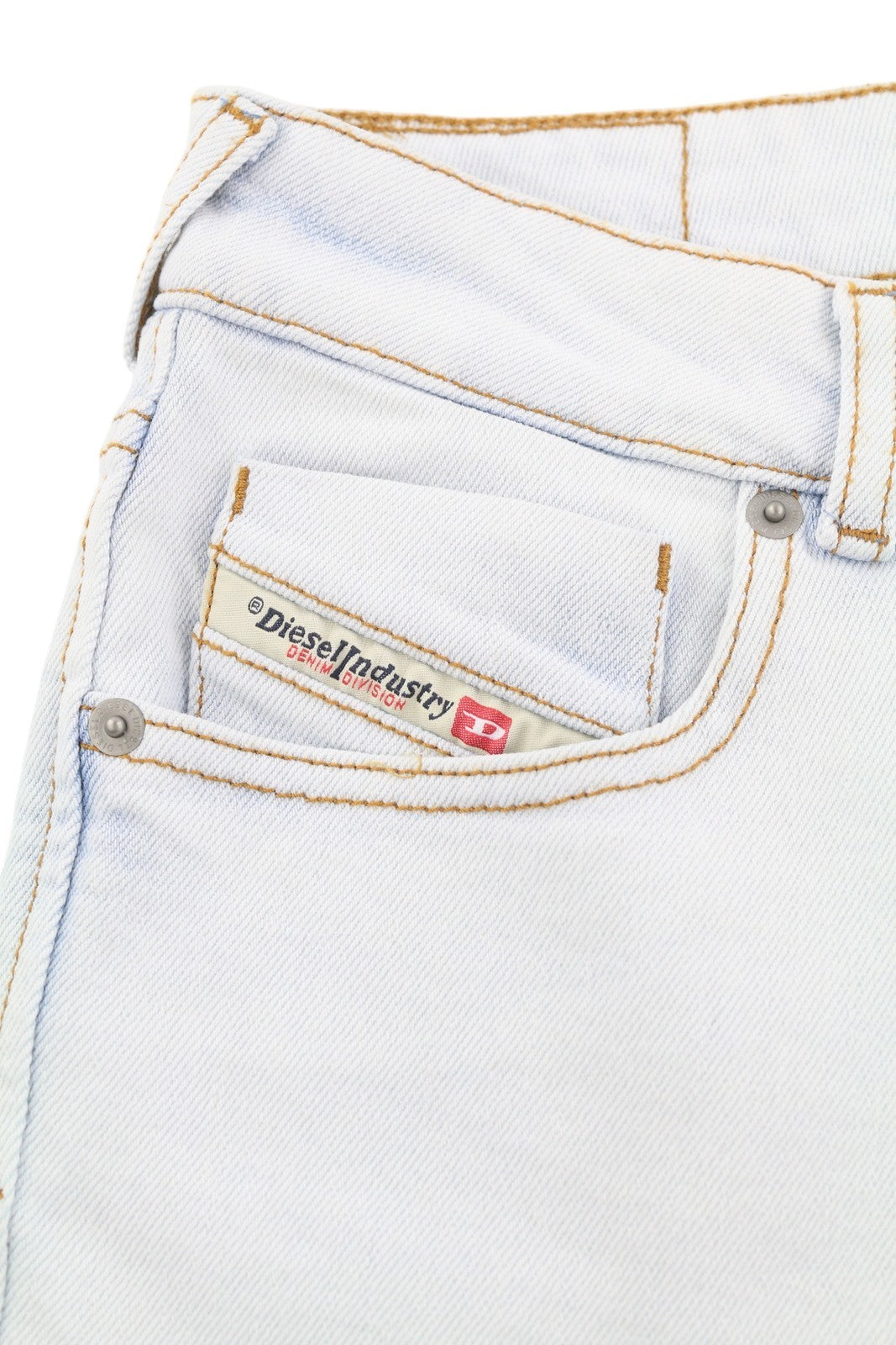 DIESEL De-Lyla 09C06 Women's Shorts W26 Light Blue Denim Zip Logo Casual Fit