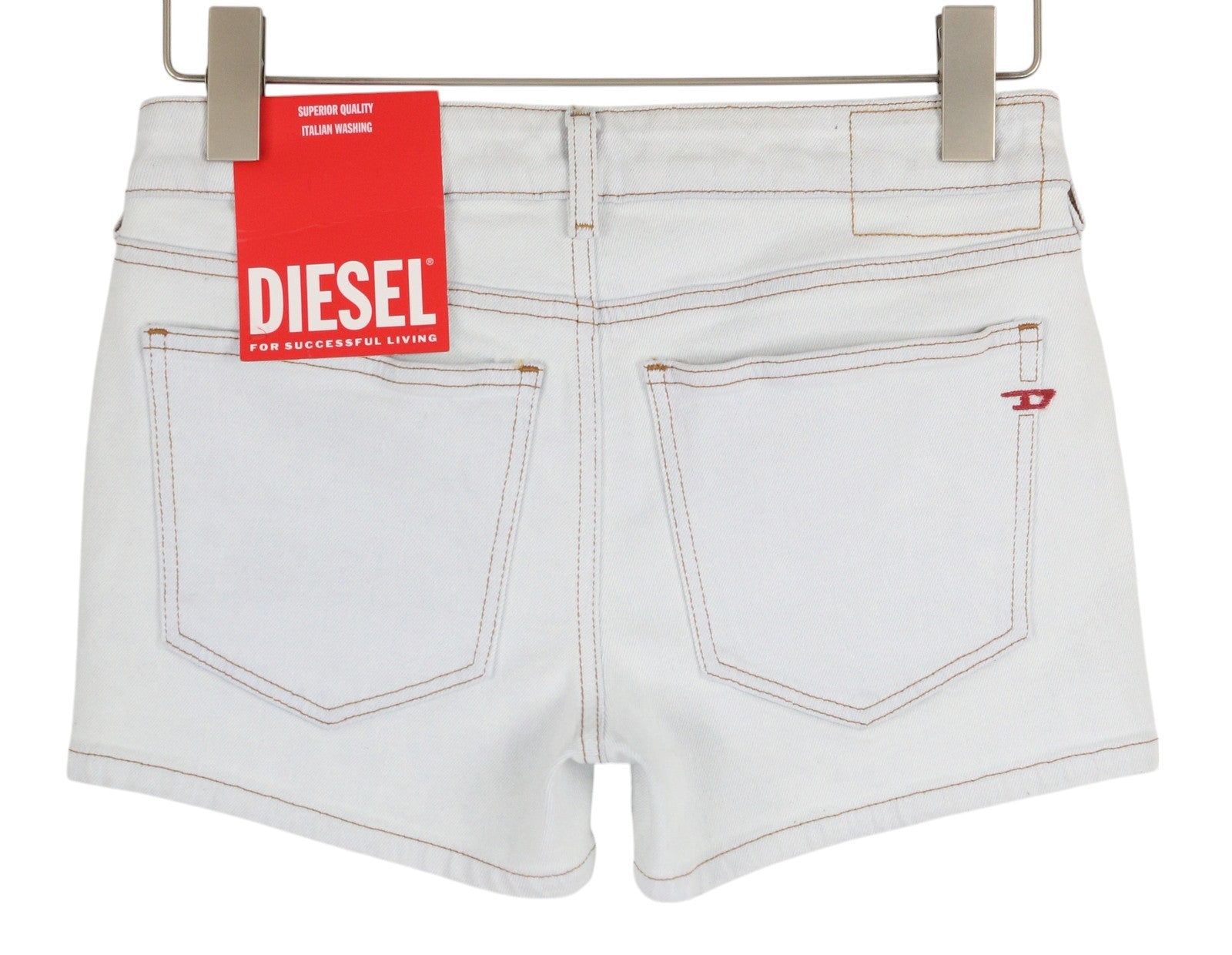DIESEL De-Lyla 09C06 Women's Shorts W26 Light Blue Denim Zip Fly Pocketed