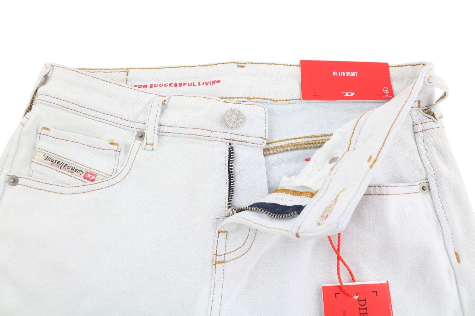 DIESEL De-Lyla 09C06 Women's Shorts W26 Light Blue Denim Zip Fly Pocketed