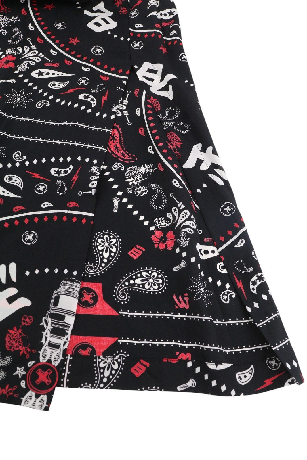 DIESEL O-Miyo-B Women's Skirt XS Elastic Waist Patterned Side Split Midi