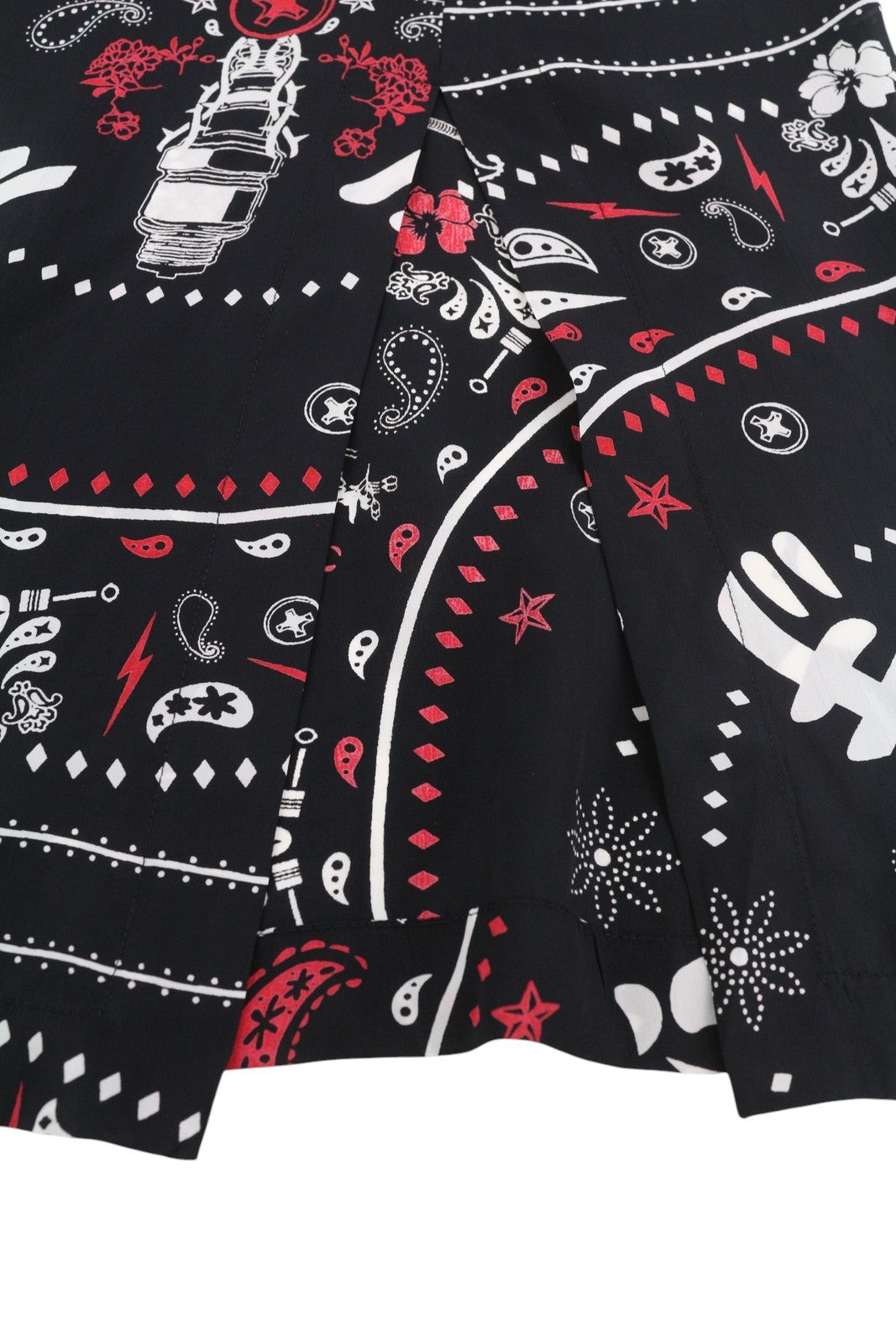 DIESEL O-Miyo-B Women's Skirt XS Elastic Waist Patterned Side Split Midi