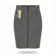 DIESEL O-Vita Women's Skirt W25 Grey Melange Fitted Pencil Zip Detail