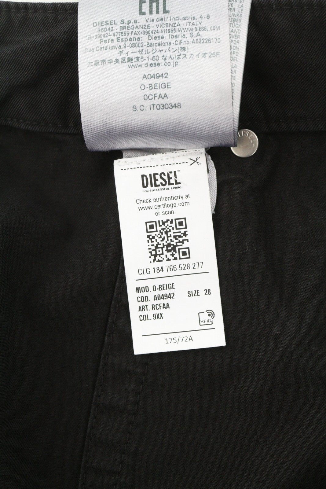 DIESEL O-Beige Women's Skirt W28 Black Cotton Button Fly Mini Logo