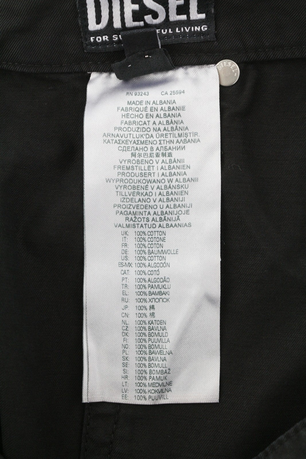 DIESEL O-Beige Women's Skirt W25 Black Cotton Buttoned Mini Five Pocket