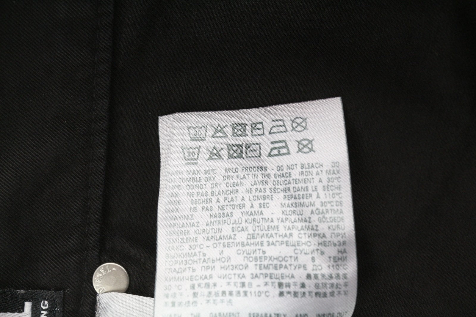 DIESEL O-Beige Women's Skirt W26 Black Cotton Button Fly Mini Logo