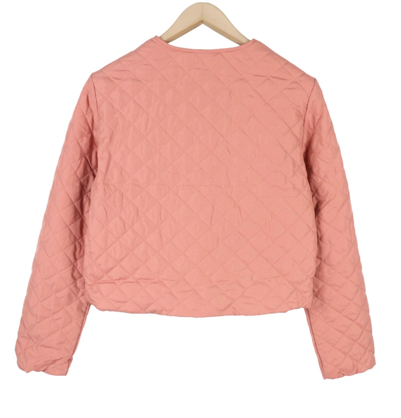 VILA Sassy Women Jacket EU40 Pink Quilted Padded Asymmetrical Zip Lightweight