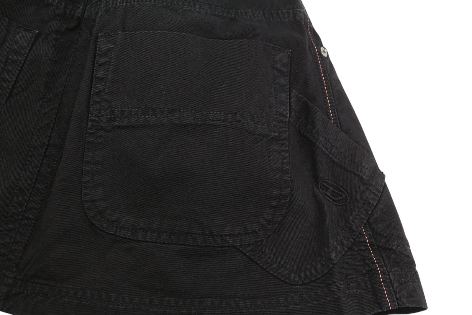 DIESEL O-Beige Women's Skirt W27 Black Cotton Buttoned Pocket Mini