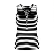 DIESEL T-Amos Women's T-Shirt S White Black Stripe Sleeveless Logo